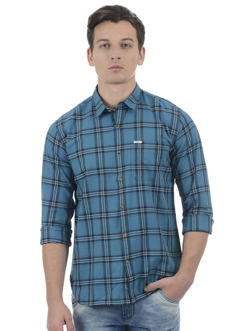 blue cotton blend casual shirt - 15503911 - Very Small Image - 1