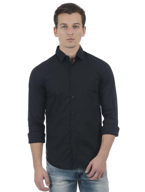 black cotton blend casual shirt - 15503912 - Standard Image - 1