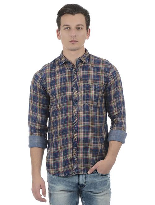 blue cotton blend casual shirt - 15503934 - Standard Image - 1