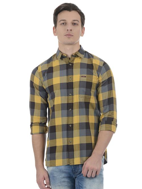 yellow cotton blend casual shirt - 15503938 - Standard Image - 1