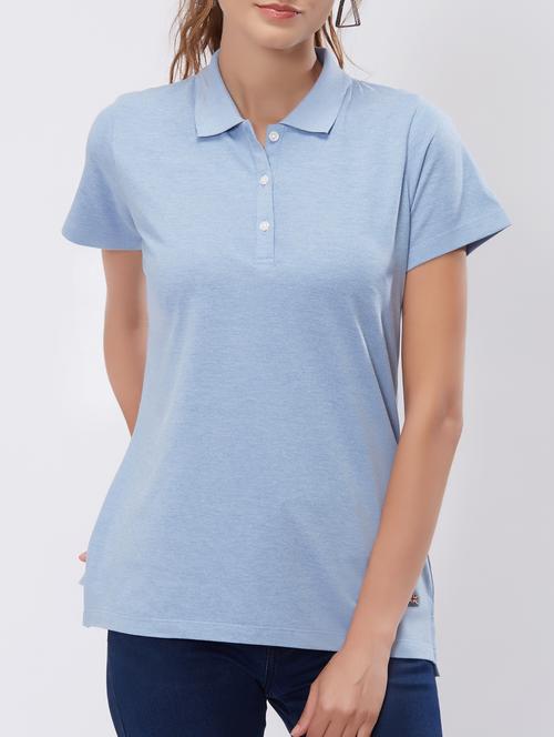 Ice Blue polo neck tee - 15503953 - Standard Image - 1