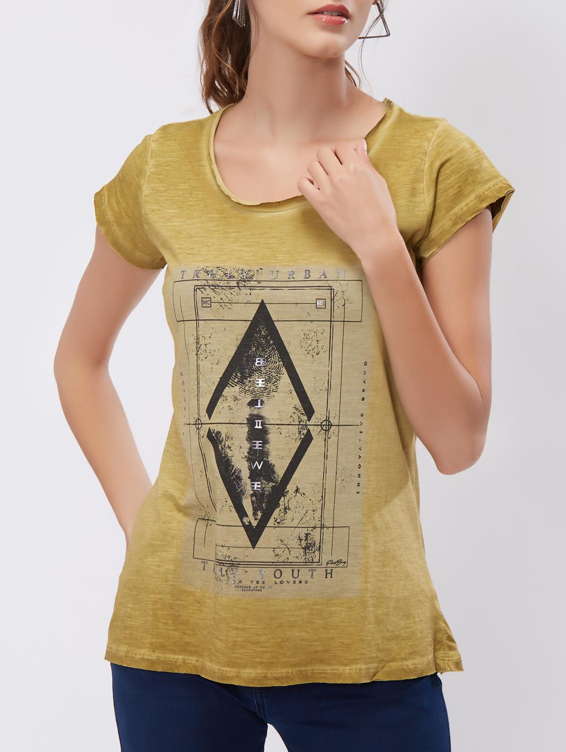 Graphic print raw neck tee - 15503966 - Zoom Image - 1
