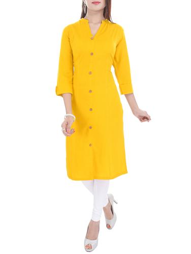 Bright yellow straight kurta - 15503982 - Very Small Image - 1
