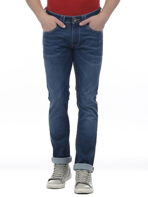blue cotton blend washed jeans - 15504012 - Very Small Image - 1