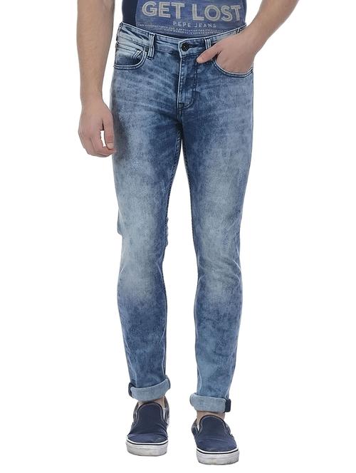 blue cotton blend washed jeans - 15504013 - Very Small Image - 1