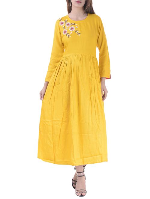 Flared embroidered kurta - 15504401 - Standard Image - 1