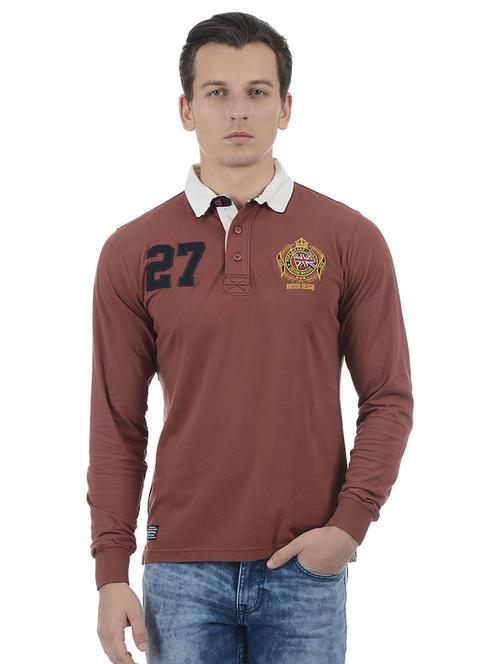 brown cotton blend polo t-shirt - 15504433 - Very Small Image - 1