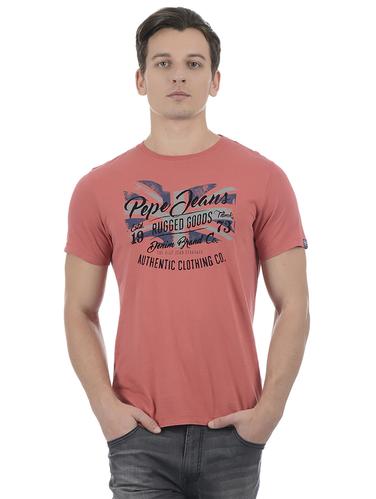 red cotton blend chest print tshirt - 15504443 - Very Small Image - 1