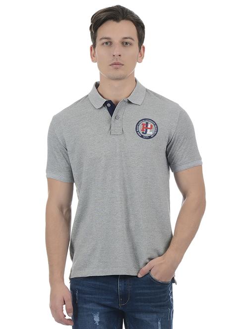 grey cotton blend polo t-shirt - 15504448 - Standard Image - 1