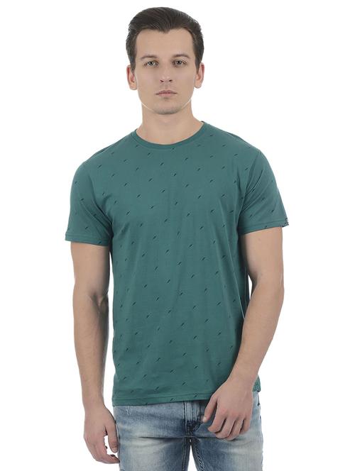 green cotton blend all over print t-shirt - 15504457 - Standard Image - 1
