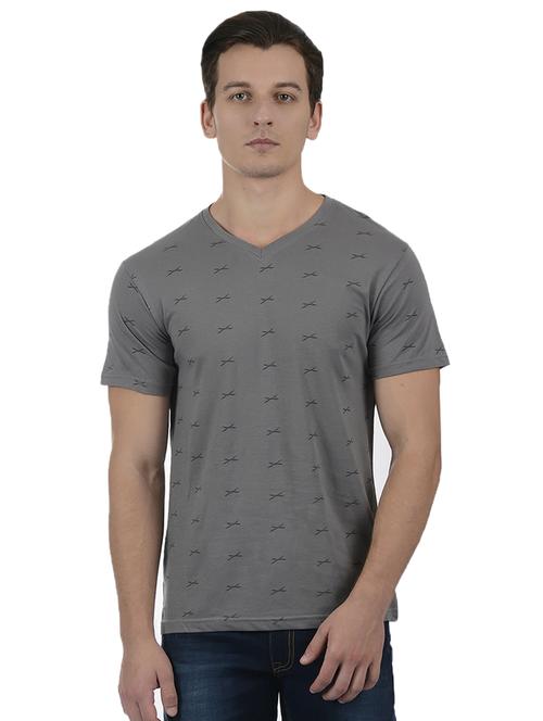 grey cotton blend all over print t-shirt - 15504461 - Standard Image - 1