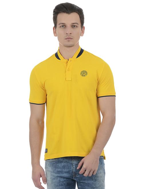 yellow cotton blend collared t-shirt - 15504473 - Standard Image - 1