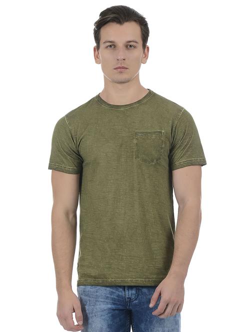 green cotton blend pocket t-shirt - 15504485 - Standard Image - 1