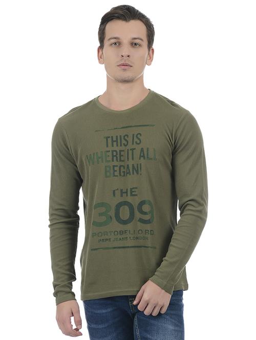 green cotton blend front print t-shirt - 15504487 - Standard Image - 1