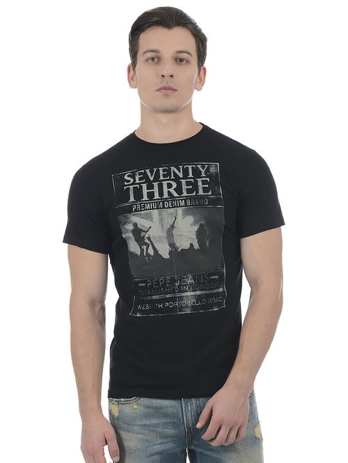 black cotton blend chest print tshirt - 15504489 - Very Small Image - 1