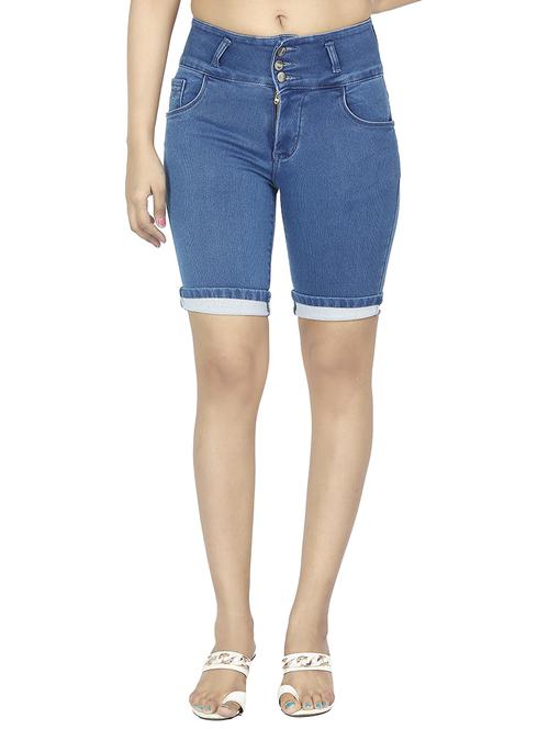 High-rise denim shorts - 15504691 - Standard Image - 1