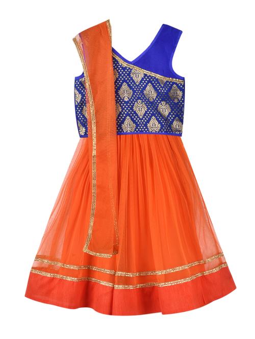 blue net lehnga choli - 15504790 - Standard Image - 1