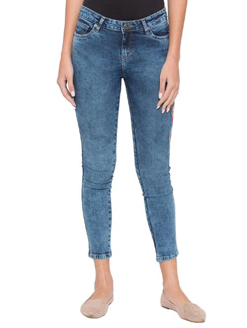 slim fit embroidered ankle length jeans - 15504892 - Very Small Image - 1