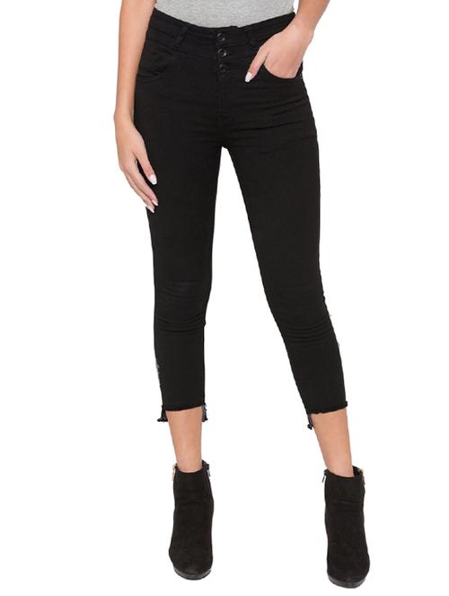 high waist frayed hem cropped jeans - 15504895 - Very Small Image - 1