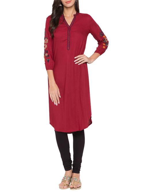 Straight embroidered kurta - 15504907 - Very Small Image - 1