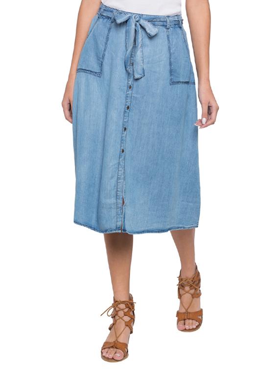 self tie waist button detail skirt - 15504909 - Zoom Image - 1