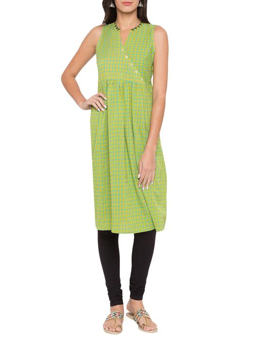 Flared checkered kurta - 15504924 - Very Small Image - 1