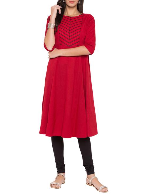 Flared embroidered kurta - 15504925 - Standard Image - 1
