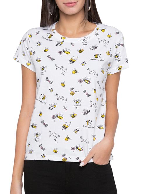round neck conversational print regular tee - 15504970 - Very Small Image - 1