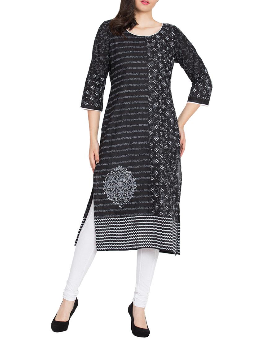 printed straight kurta - 15505230 - Zoom Image - 1