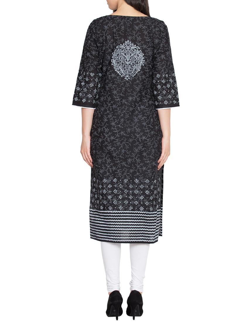 printed straight kurta - 15505230 - Zoom Image - 3