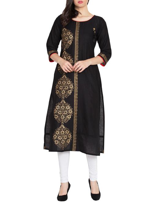 block print straight kurta - 15505235 - Standard Image - 1