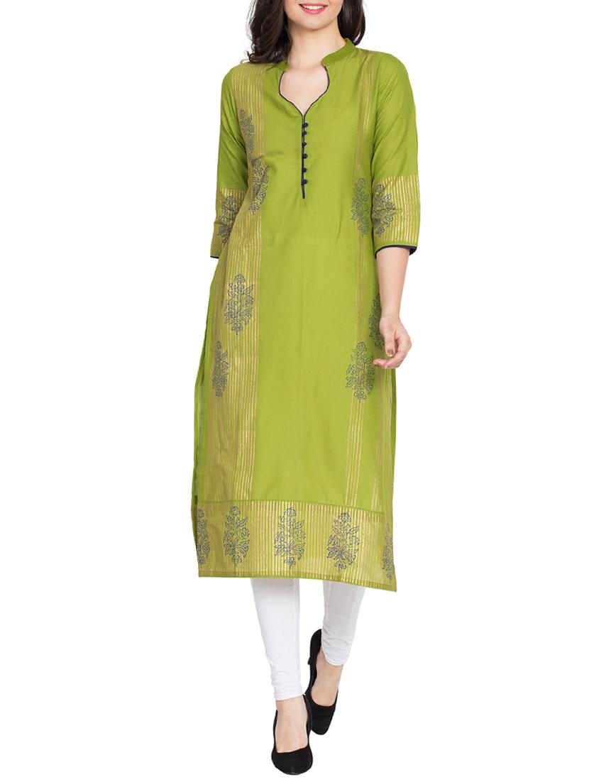 Block print straight kurta - 15505246 - Zoom Image - 1