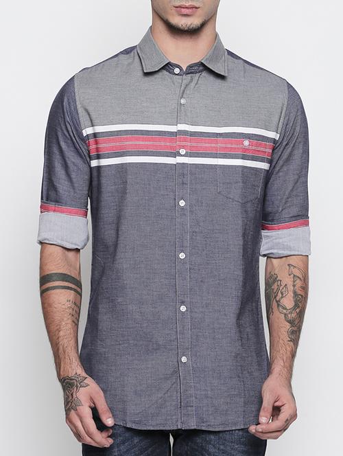 grey cotton casual shirt - 15505396 - Standard Image - 1