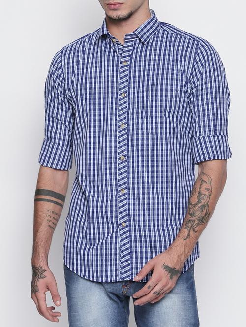navy blue cotton blend casual shirt - 15505404 - Standard Image - 1