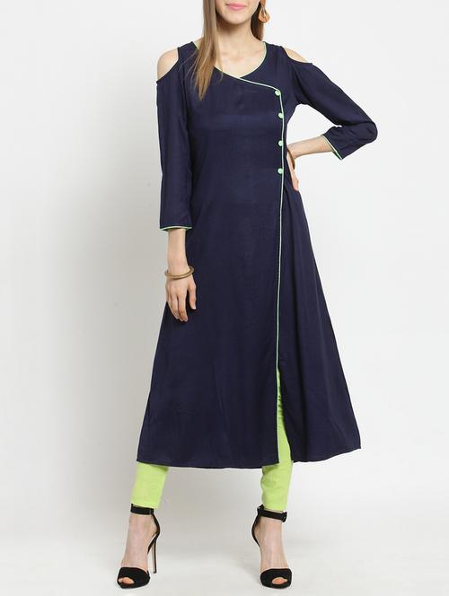 Cold shoulder a-line kurta - 15505411 - Standard Image - 1