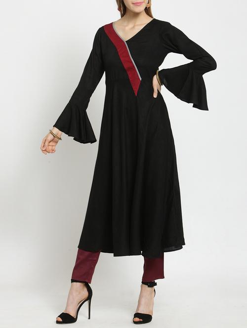 Flared bell sleeves kurta - 15505412 - Very Small Image - 1