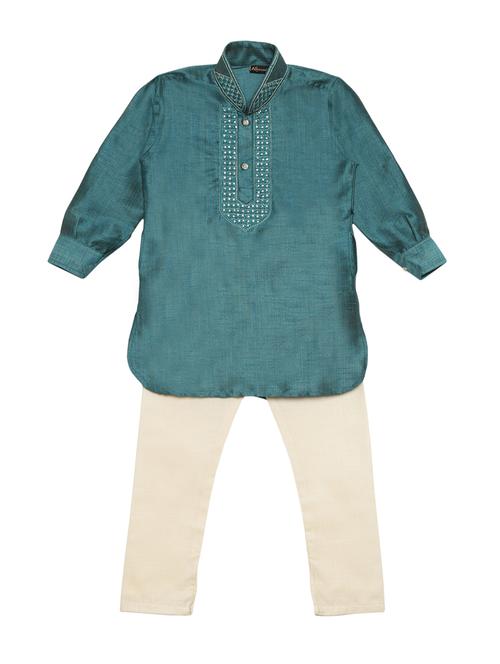 green cotton blend kurta set - 15505467 - Standard Image - 1