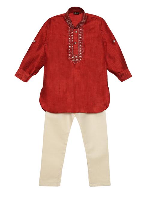 red cotton blend kurta set - 15505468 - Standard Image - 1