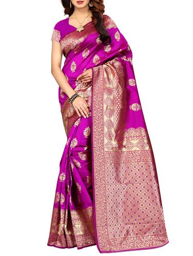 zari motif kanjivaram saree with blouse - 15505645 - Very Small Image - 1