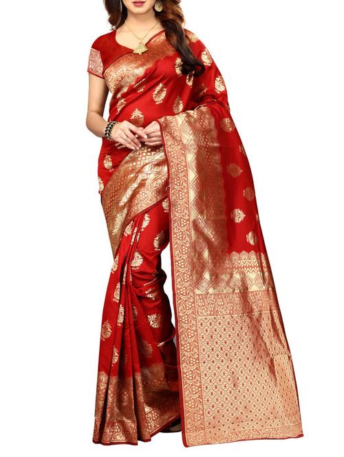 zari motif kanjivaram saree with blouse - 15505646 - Very Small Image - 1
