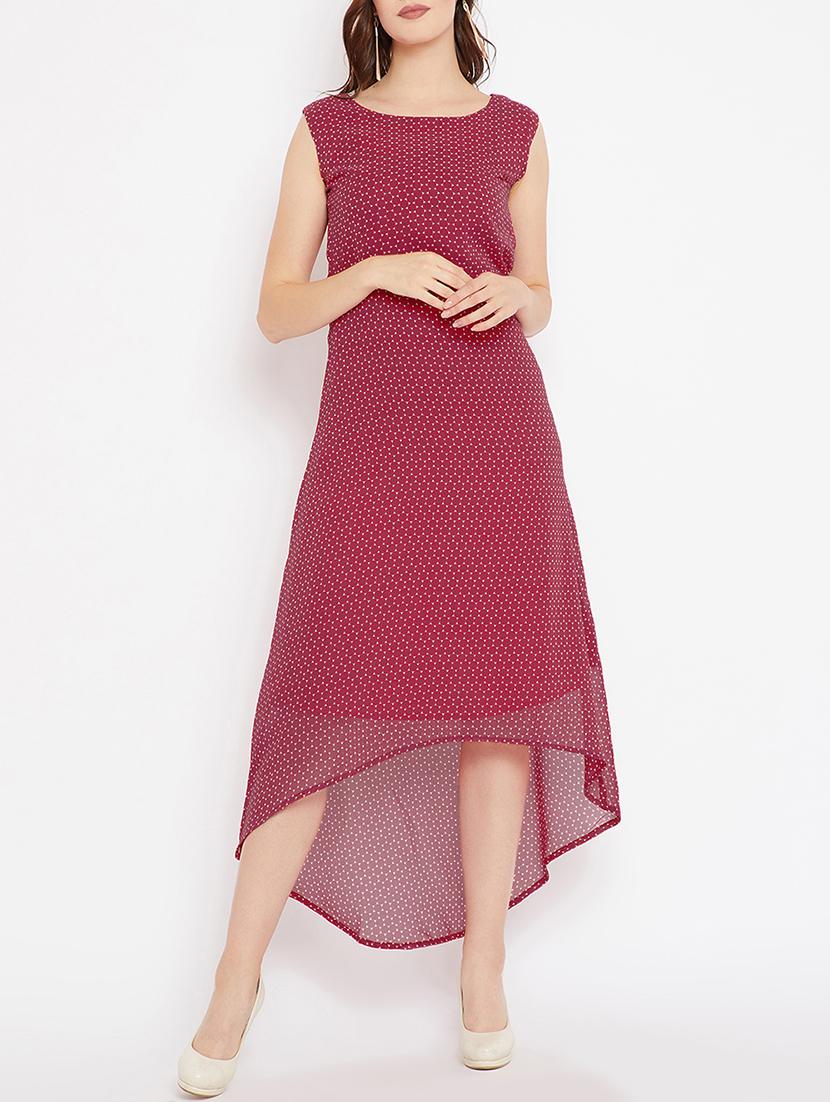 round neck printed high low dress - 15505810 - Zoom Image - 1