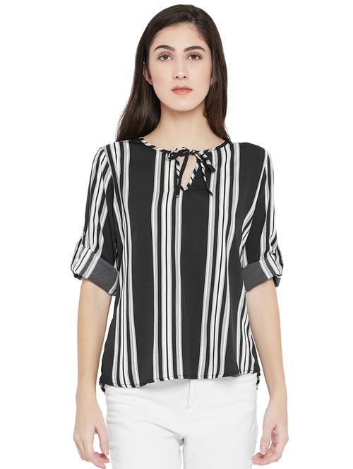 tie-up neck striped high low top - 15505854 - Standard Image - 1