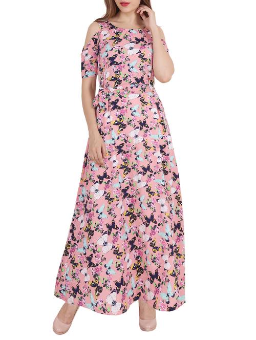 Cold shoulder self tie belted dress - 15505902 - Very Small Image - 1