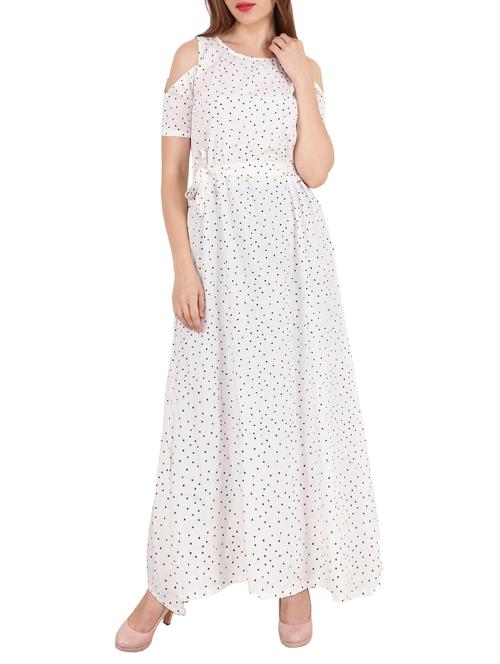 Cold shoulder self tie belted dress - 15505906 - Standard Image - 1