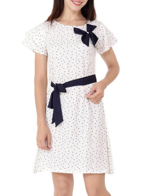 Contrast bow detail belted dress - 15505911 - Standard Image - 1