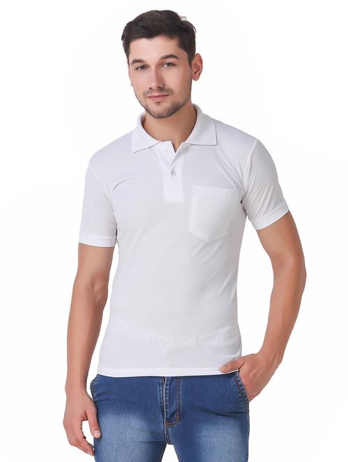 white cotton pocket t-shirt - 15505912 - Standard Image - 1