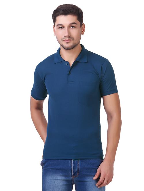 blue cotton pocket t-shirt - 15505915 - Standard Image - 1
