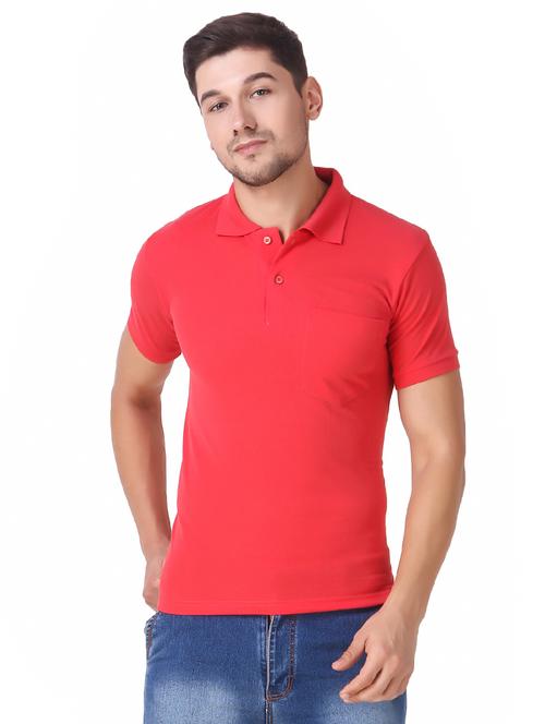 red cotton pocket t-shirt - 15505916 - Standard Image - 1