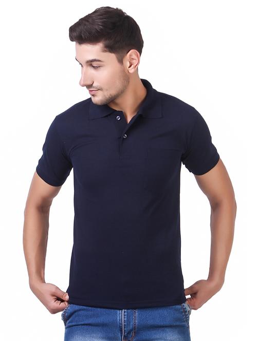 navy blue cotton pocket t-shirt - 15505932 - Standard Image - 1