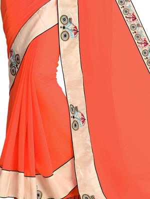 conversational bordered saree with blouse - 15506727 - Standard Image - 4